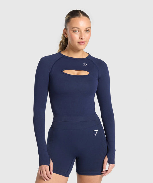 GYMSHARK VITAL LONG SLEEVE CUT OUT TOP